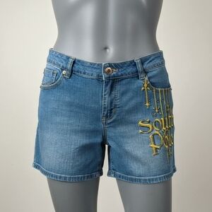 South Pole Women's Blue Jean Shorts with Gold Accents Size 16